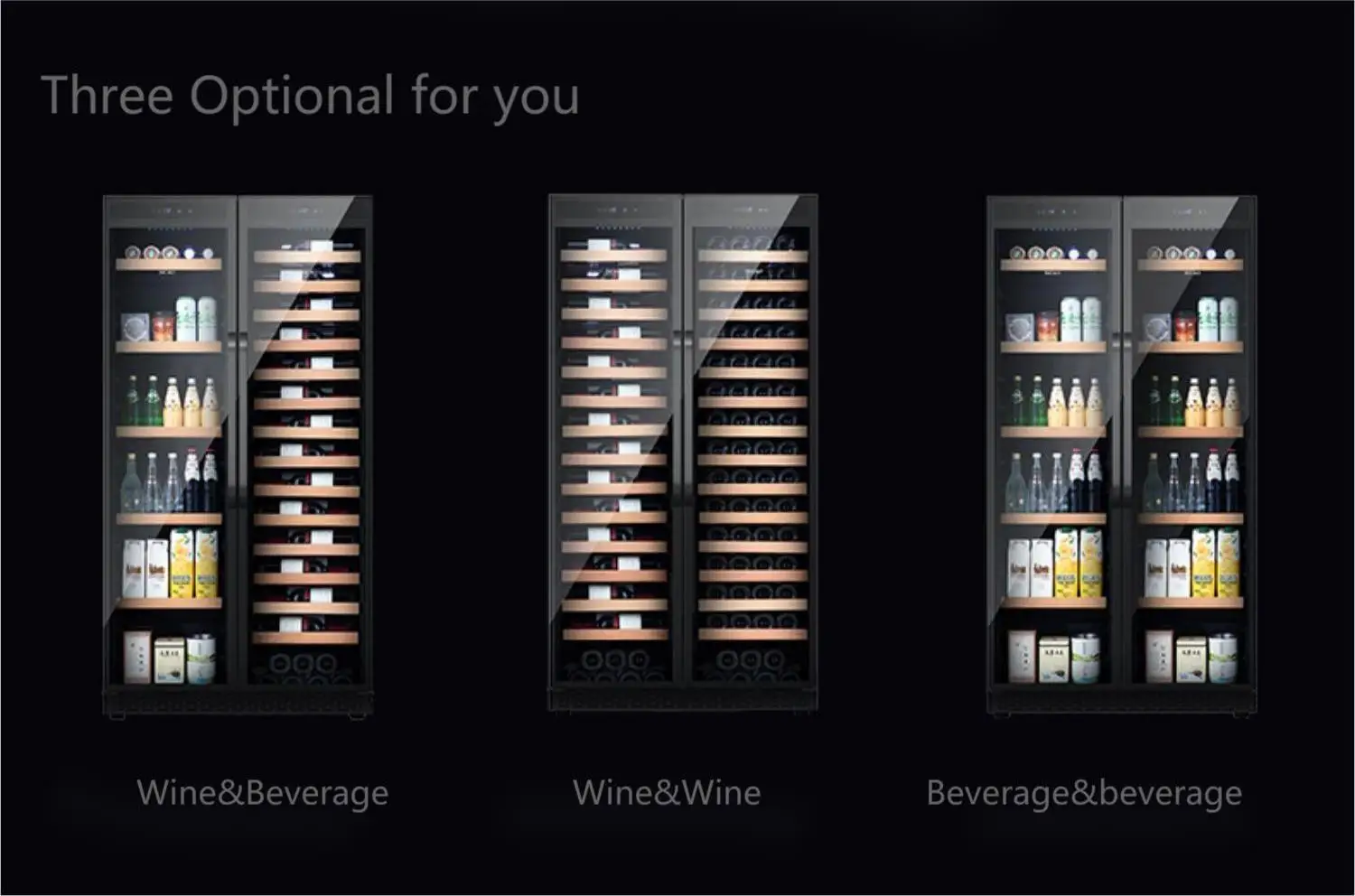 Hot selling compressor portable large wine and beverage cooler double door wine cooler refrigerator with light