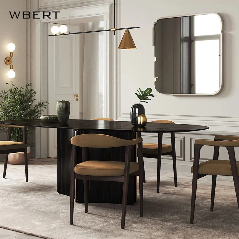 WBERT Nordic Solid Wood Office Conference Home Desk for Kitchen and Apartment Use Oval Dining Table