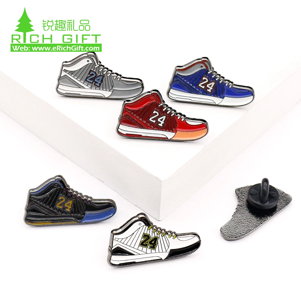 Lapel pin positive message number sneaker metal custom soft hard enamel pin antique with backing cards
