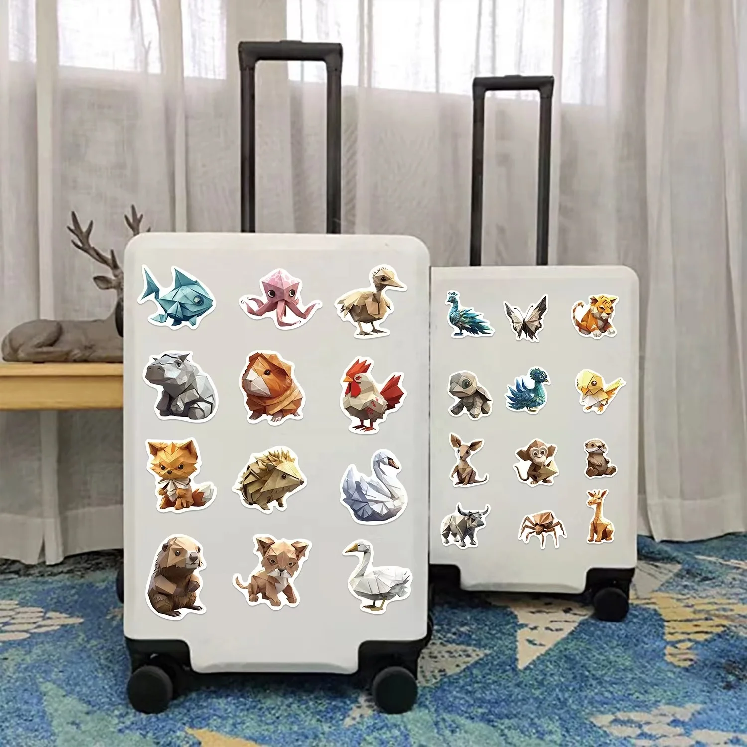 50pcs Origami animals PVC waterproof graffiti sticker packs for kids laptop luggage notebook bottle cup bike decoration