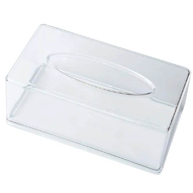 Office hotel home use exquisite square clear and customized color shape dimension acrylic transparent napkin tissue holder box