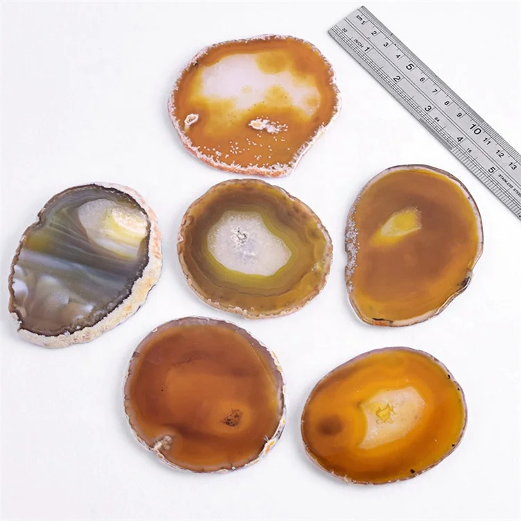 Wholesale Natural Slate Coaster Slices Stone Agate Coaster Set Cup Coaster Dye Agate Slice