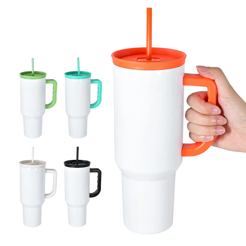 New style 40oz Stainless Steel double wall Insulated Sublimation Blank 40 oz Tumbler Camping Mug cup With Handle