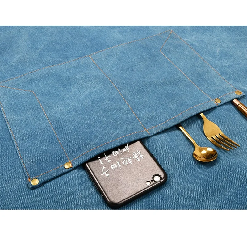 2021 Customize Gril Apron Cotton Apron with 2 Pockets Cooking Kitchen Aprons for Women Men Che