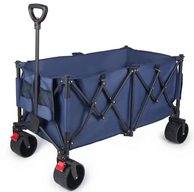 Folding Wagon  beach wagon folding shopping trolley wagon cart for camping   Wheels are removable with brakes