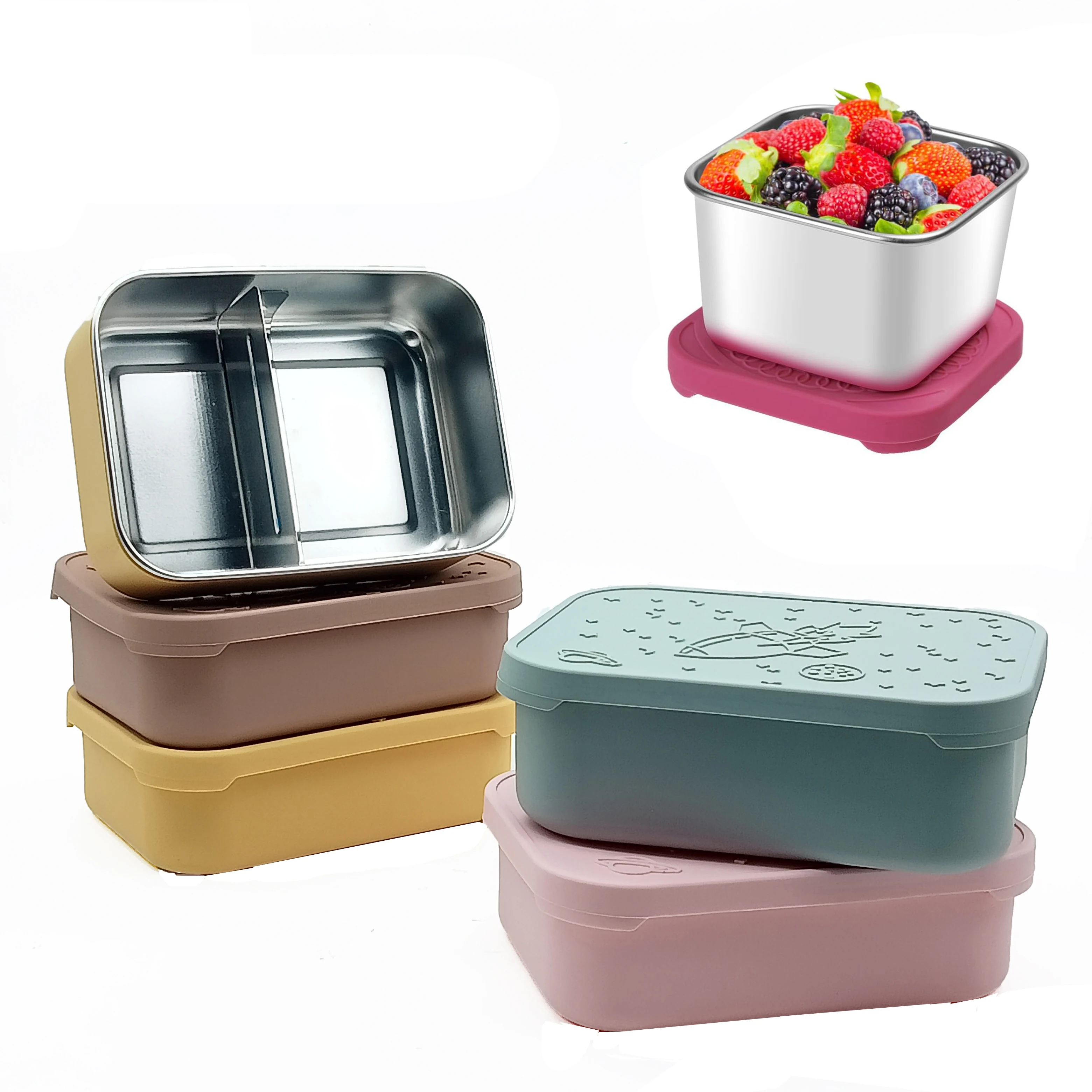 850ML Leak Proof Lunch Box Container Kids Divided Lunch Box Bento Lunch Box With Protective Sleeve