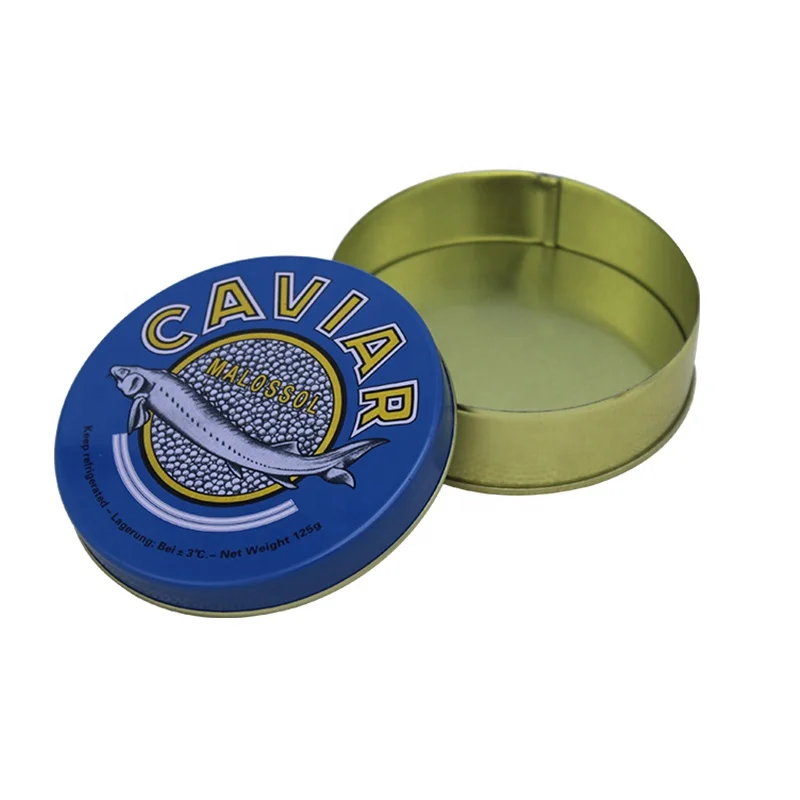 15g 20g 30g 50g 100g 125g 250g 500g Custom Print Metal Round Cans Caviar Box Tin Packaged