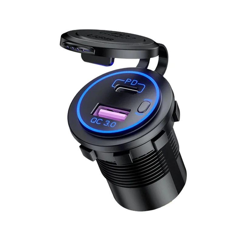 Customize 48W USB Charger Socket Waterproof Fast Charge Adapter PD Type C and QC3.0 Power Outlet With Switch