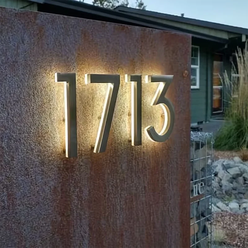 Modern House Numbers,Illuminated Address Numbers, New Home Address Sign, LED Home Address Sign, Lighted House Number Sign