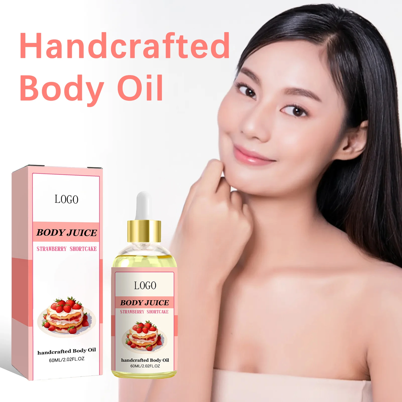 Small order custom organic body oils wholesale strawberry shortcake body juice oil