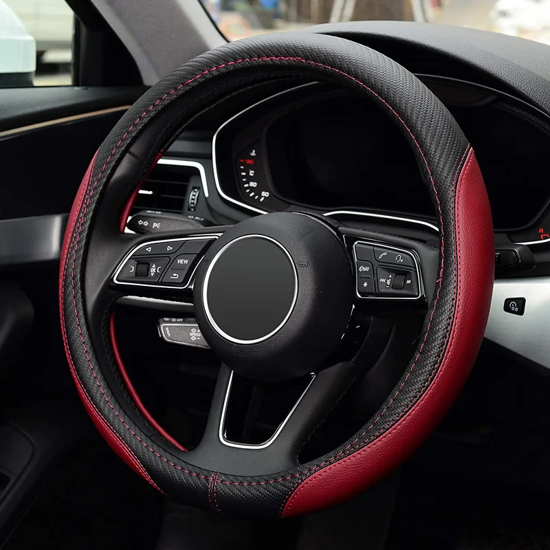 Wholesale Multi-color 37-38cm Micro Fiber Universal Carbon Steering Wheel Cover