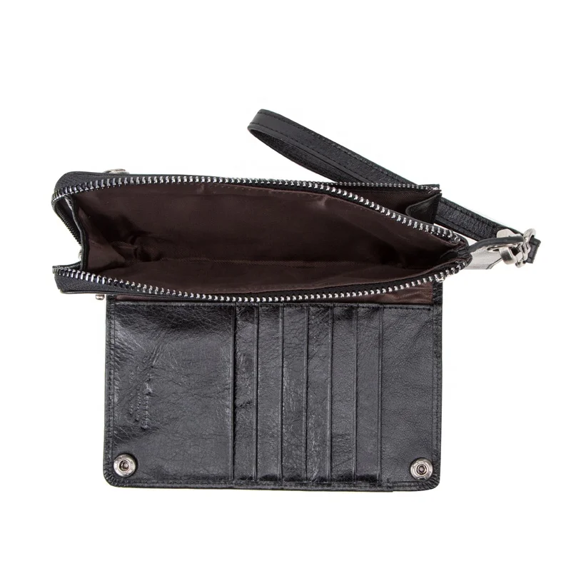 Wholesale drop ship cowhide leather outside cell phone pocket rfid blocking handle purses