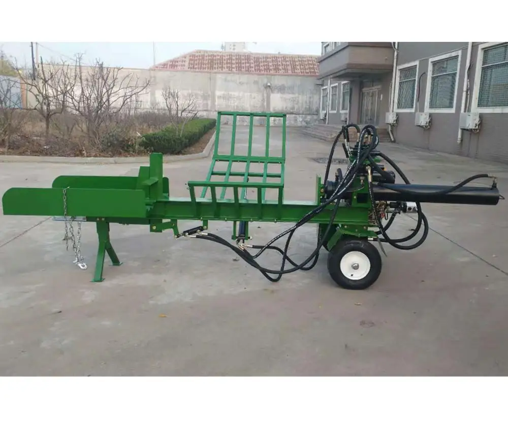 15hp gasoline hydraulic log splitter 50 ton splitting force, electric start EPA approved with hydraulic log lifter and log deck