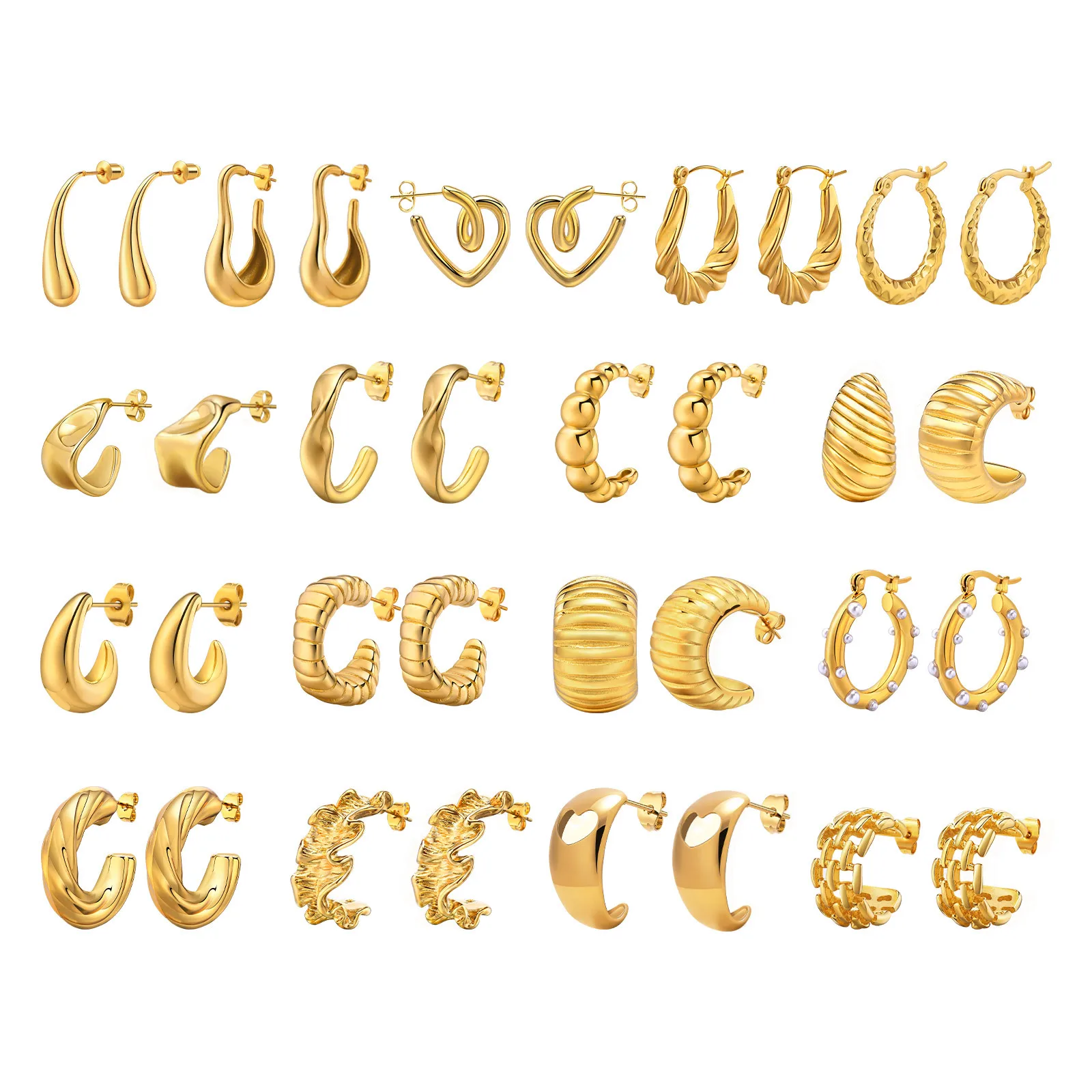 18K Gold Plated Twisted Chain Earring Fashion Geometric Gold Vintage Earrings 2024 Designer Earrings Stainless Steel