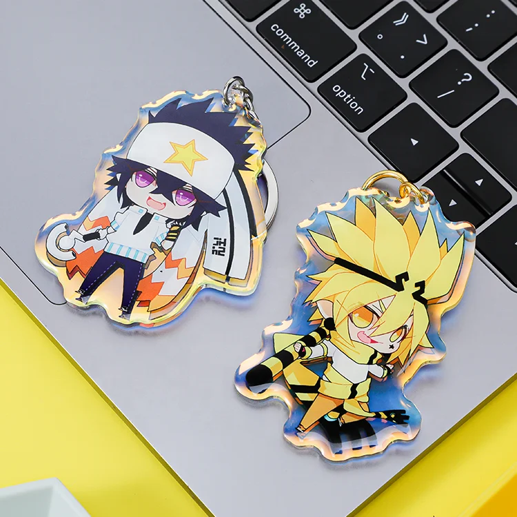 Jinlei Epoxy Acrylic Keychain Printing Anime Holographic acrylic Keychain Custom Logo Acrylic  Keychain