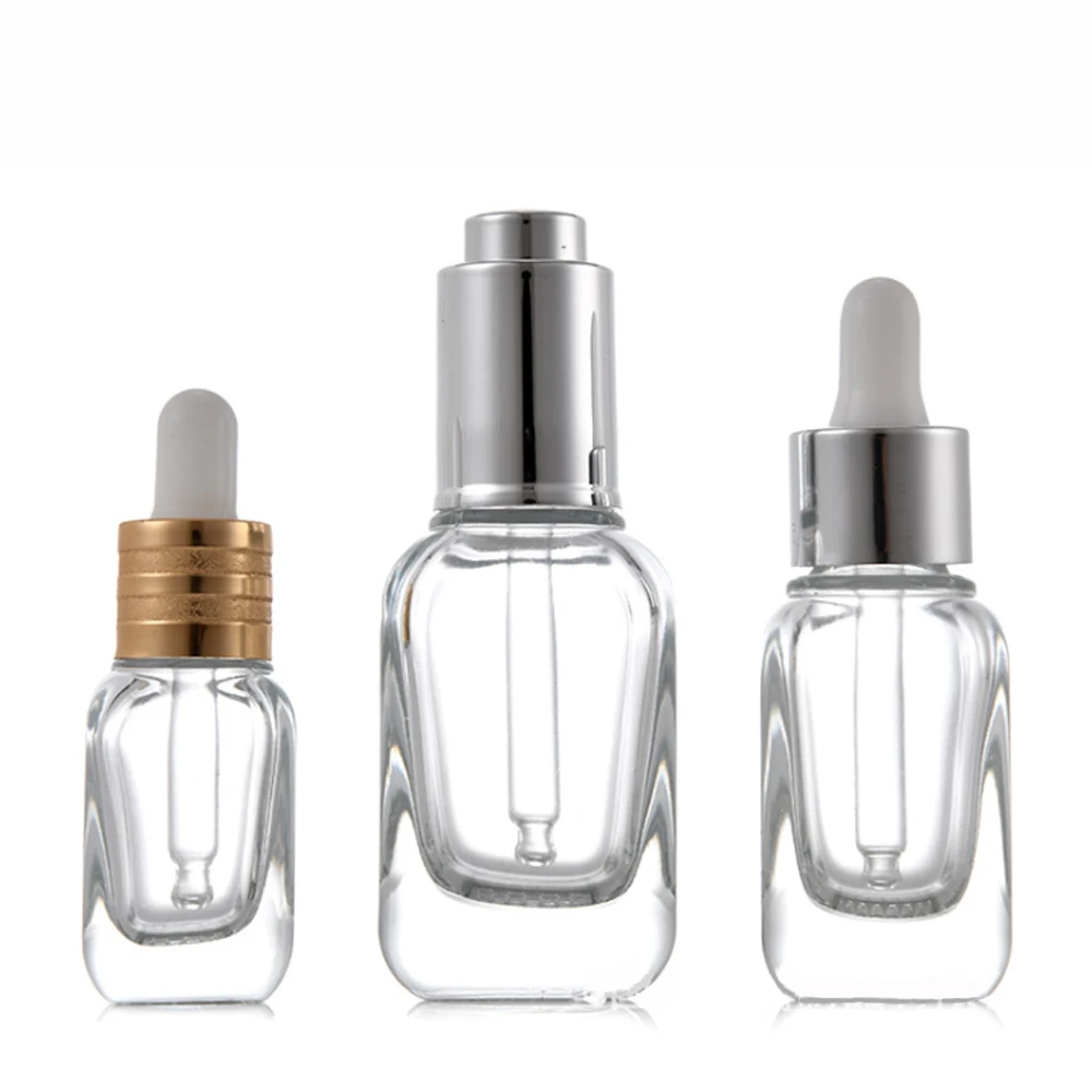 Оптовая продажа 50 100 мл 10 мл 20 мл 30 мл 50 мл 60 мл 100 мл прозрачная сыворотка Кнопка прямоугольная Квадратная бутылка для масла для волос с пипеткой