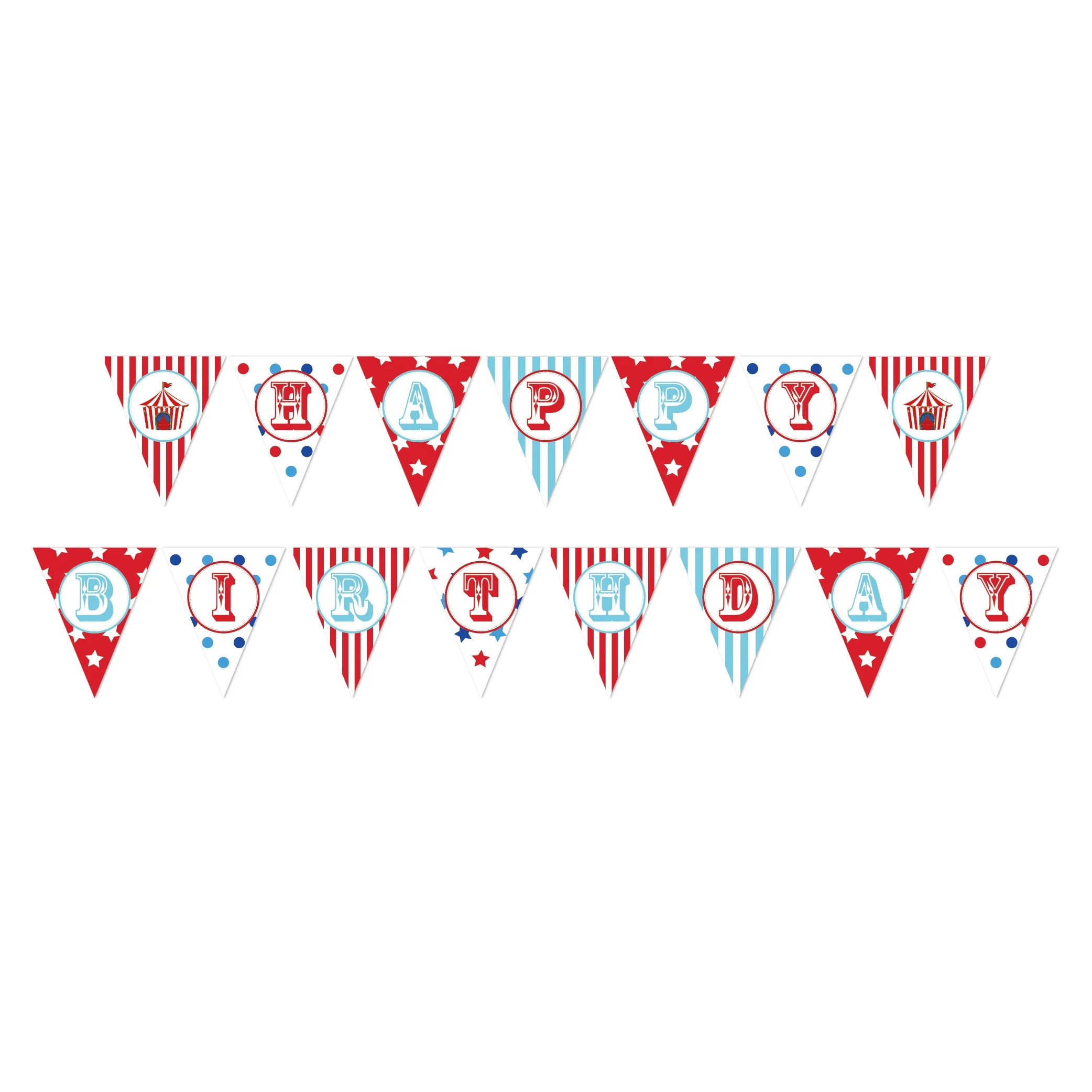 BA142 Circus themed party happy birthday party banners bunting Pennant for kids