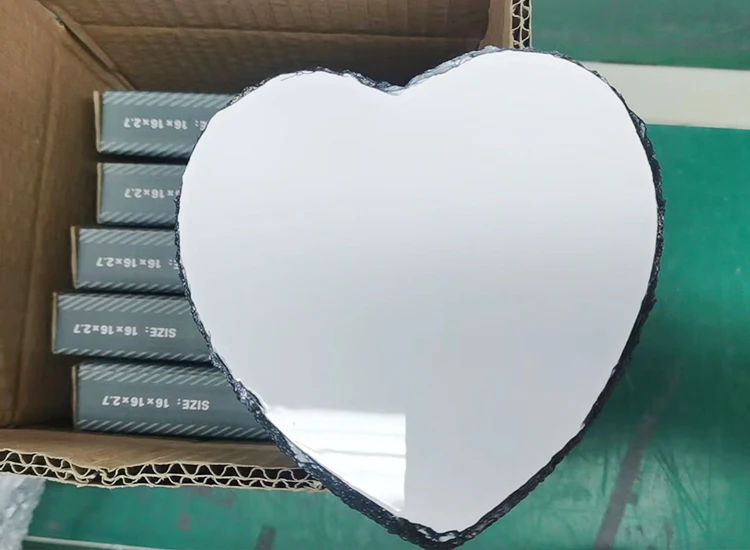 6pack 6x6inch sublimation slate heart shape wholesale 15*15cm heart shape rock slate plaque custom stone photo frame