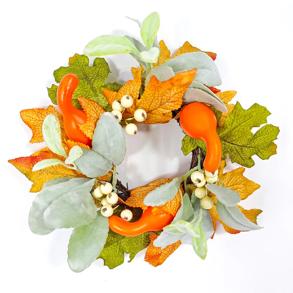 Thanksgiving Harvest Festival Maple Leaf candlestick Decoration Maple Leaf pumpkin acorn Fall Decoration Mini wreath 30CM