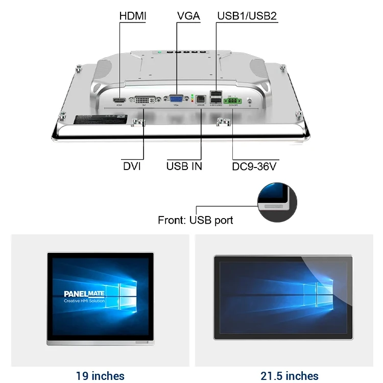 Factory Direct 19 Inch Waterproof Industrial Touch Display 9V-36V VGA USB  Full HD Lcd Capacitive Touch Industrial Monitor