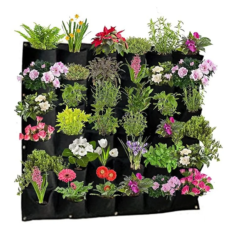 10 20 gallons non-woven 12 pockets vertical hanging garden felt plant grow bag