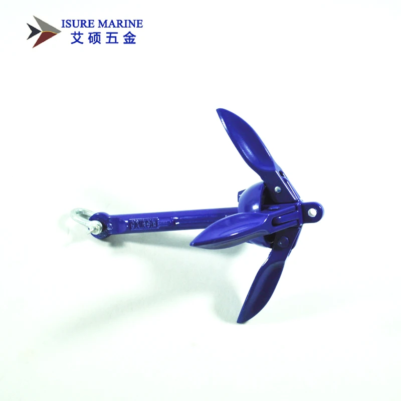 ISURE морской синий алюминиевый складной якорь для лодки маленький складной якорь с скобой морское оборудование аксессуары для лодок 0,5 фунтов