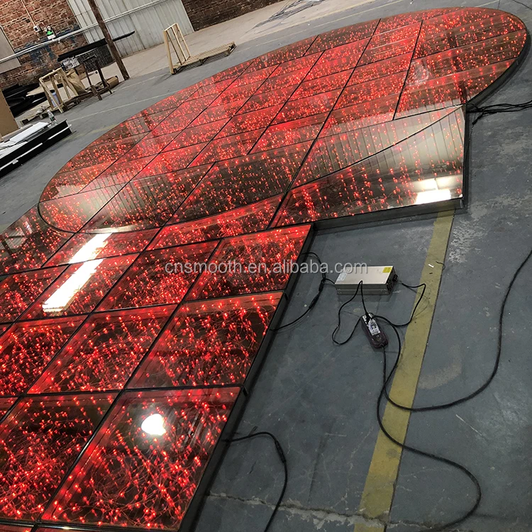Wedding Event Dance Floor Magnetic RGB Led Light 3D Mirror Stage Wedding Dance Floor
