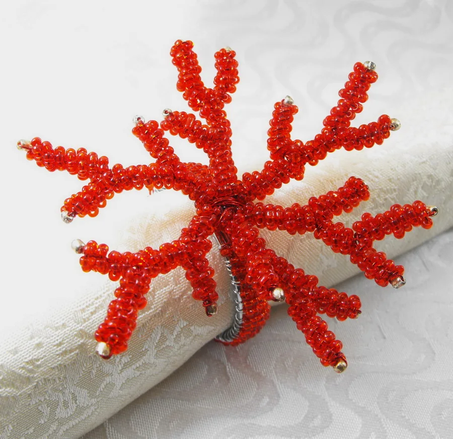 glass coral  napkin ring napkin for wedding,wholesale napkin holder qn14032802