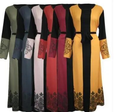 
Print blouse turkish linen chilbas kaftan baju kurung abaya muslim dresses 