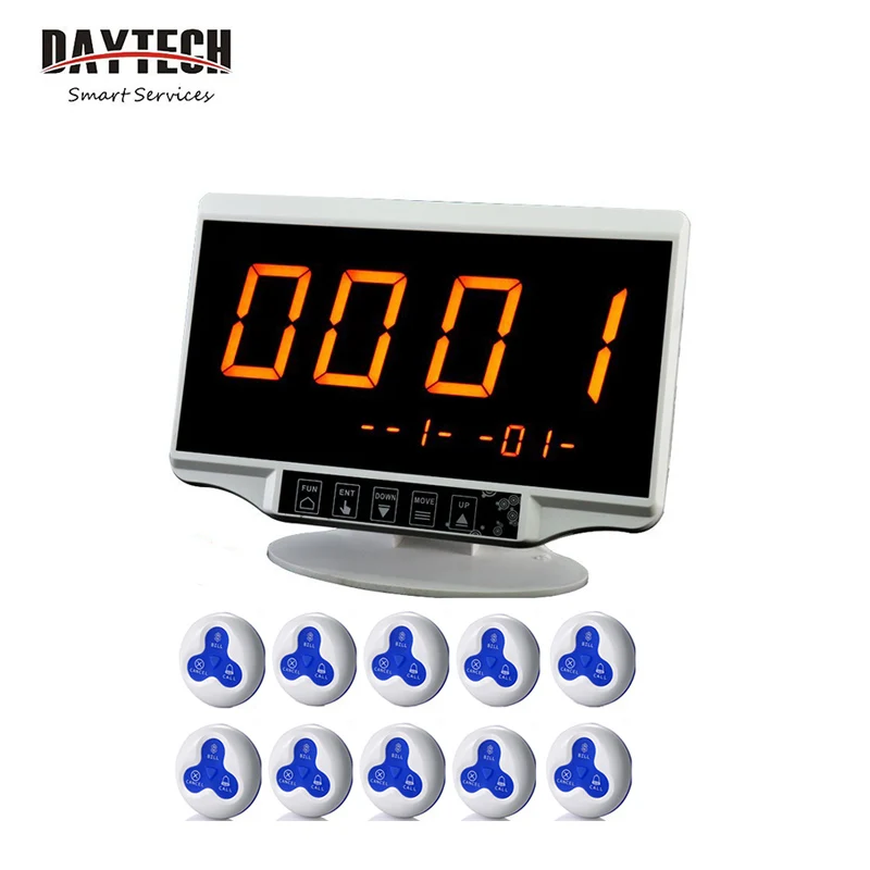 Daytech E500WH-10 Restaurant Calling System Pager Waiter Service Call Pager for Restaurant Hotel Touch Design Display Receiver