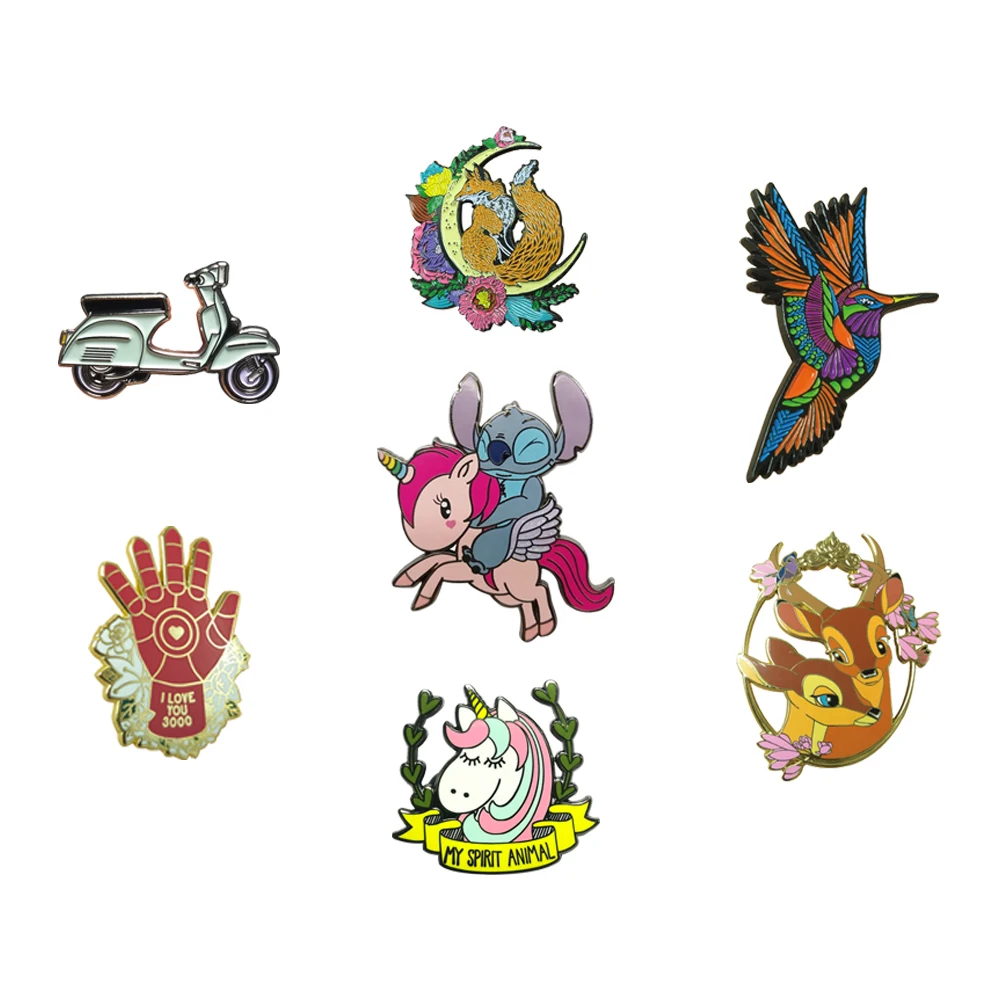 custom logo metal crafts fashion cute animation soft and hard badge cover Lapel enamel pin manufacturer custom hard enamel pin