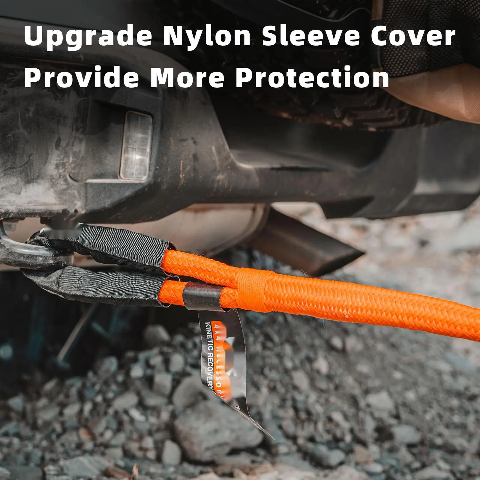 Kinetic Recovery Rope, 48000 Lbs (1in x 30ft Orange) Extreme Duty 30% Elasticity Energy Snatch Strap for 4x4 Offroad Vehicle