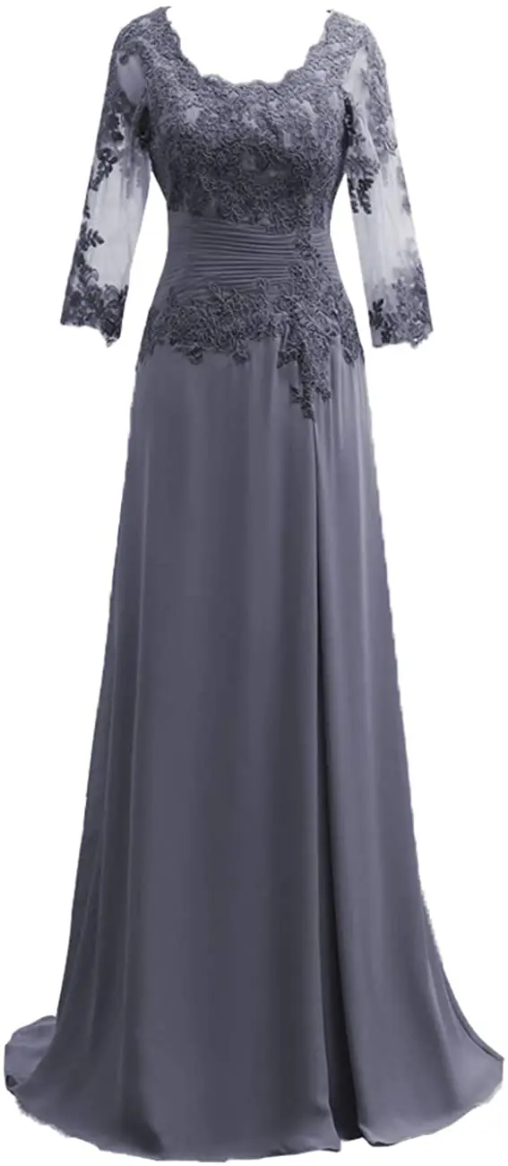 Mother Of The Bride Dress Long Sleeve Chiffon Lace Formal Evening Dress Mother of the Bride Dresses