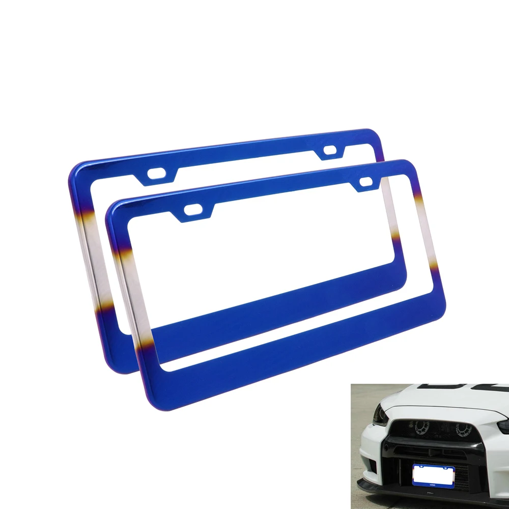 JDM TItanium Blue License Plate Frame Metal License Holder Tag Cover
