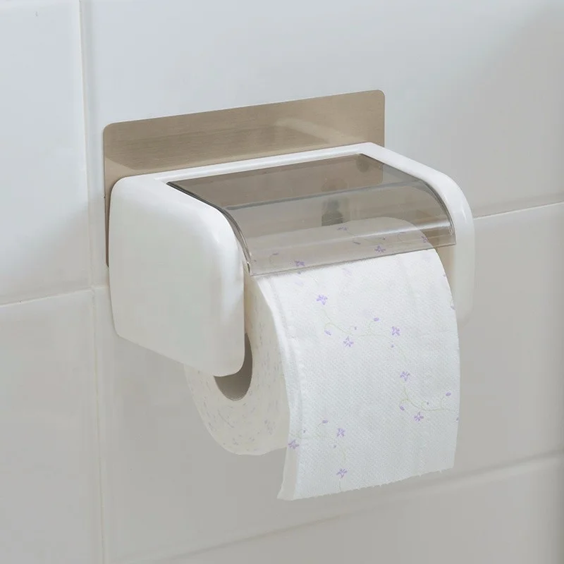 Toilet Paper Holder Adhesive Roll Toilet Paper Dispenser with Phone Shelf Wall Mounted Toilet Tissue Holder