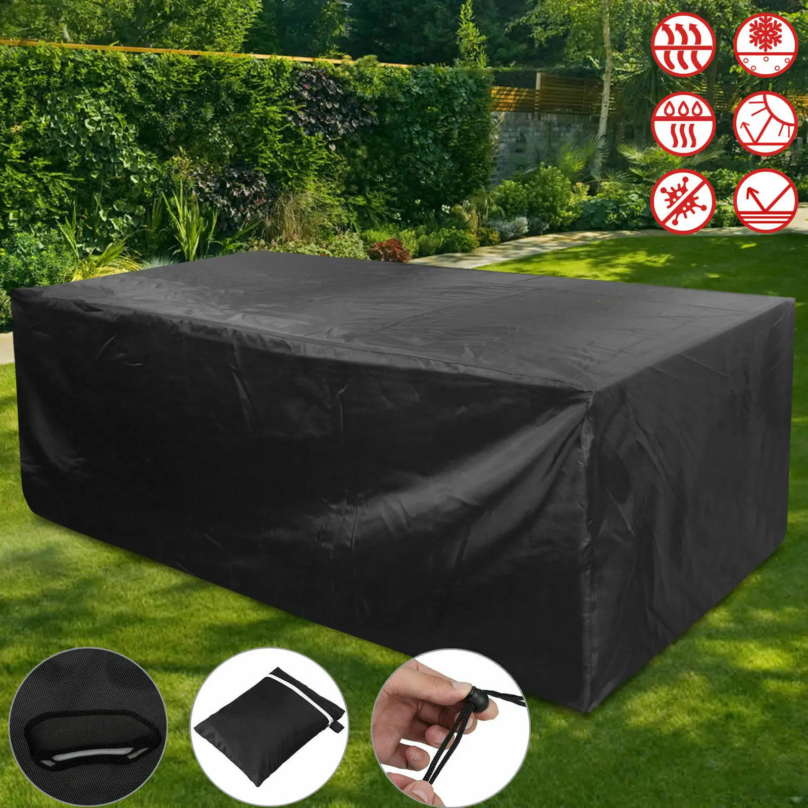 Garden Furniture Covers Waterproof Square Outdoor Furniture Cover for Table Chairs Protective Rattan Furniture Covers