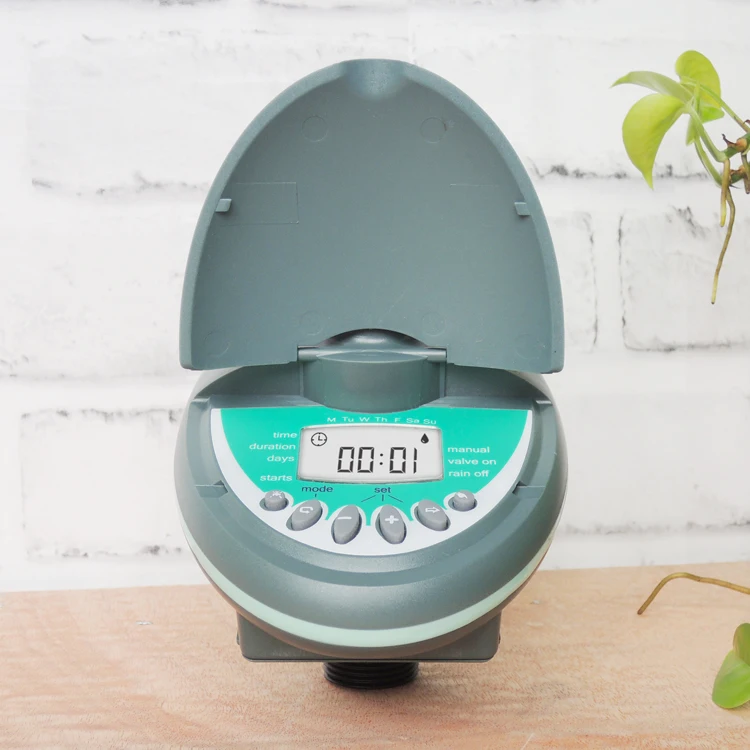 Factory automatic waterproof IP44 intelligent serviceable green UFO shape plastic water timer for garden hose