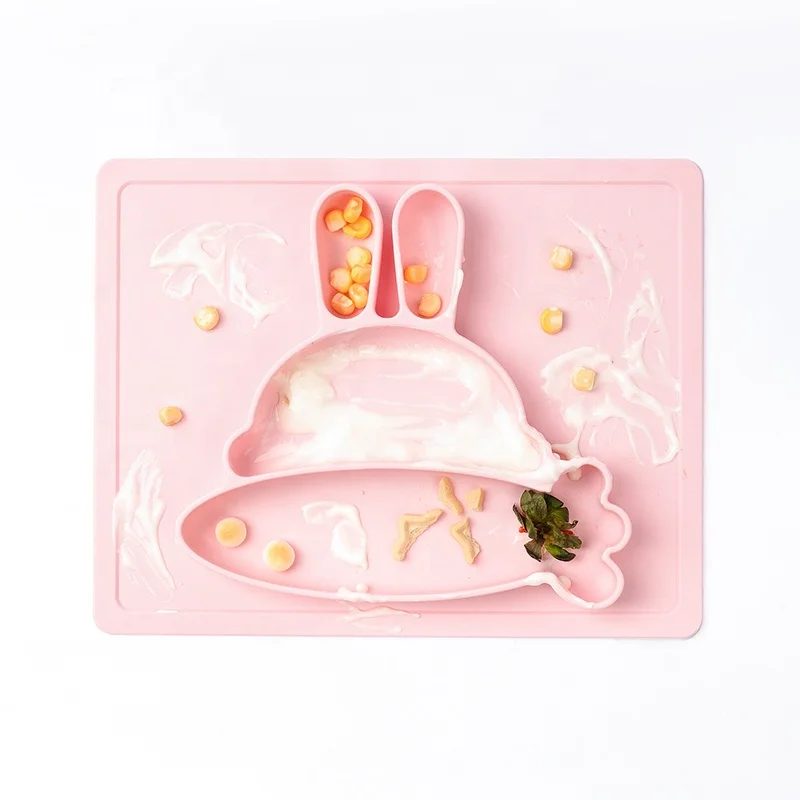 Cute Food Grade Toddler Kids Children Silicon Silicone Divided Food Suction Feeding Baby Plates For Baby