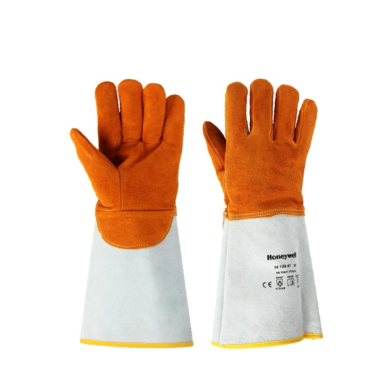 Welded heat insulation cotton lined leather long sleeve comfortable flexible safe work mitts