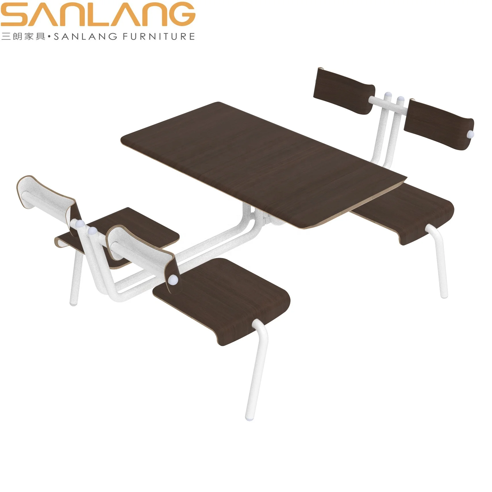 company school canteen project solution Industrial Iron Base dining ot set solid wood K/D packing restaurant chic coffee table