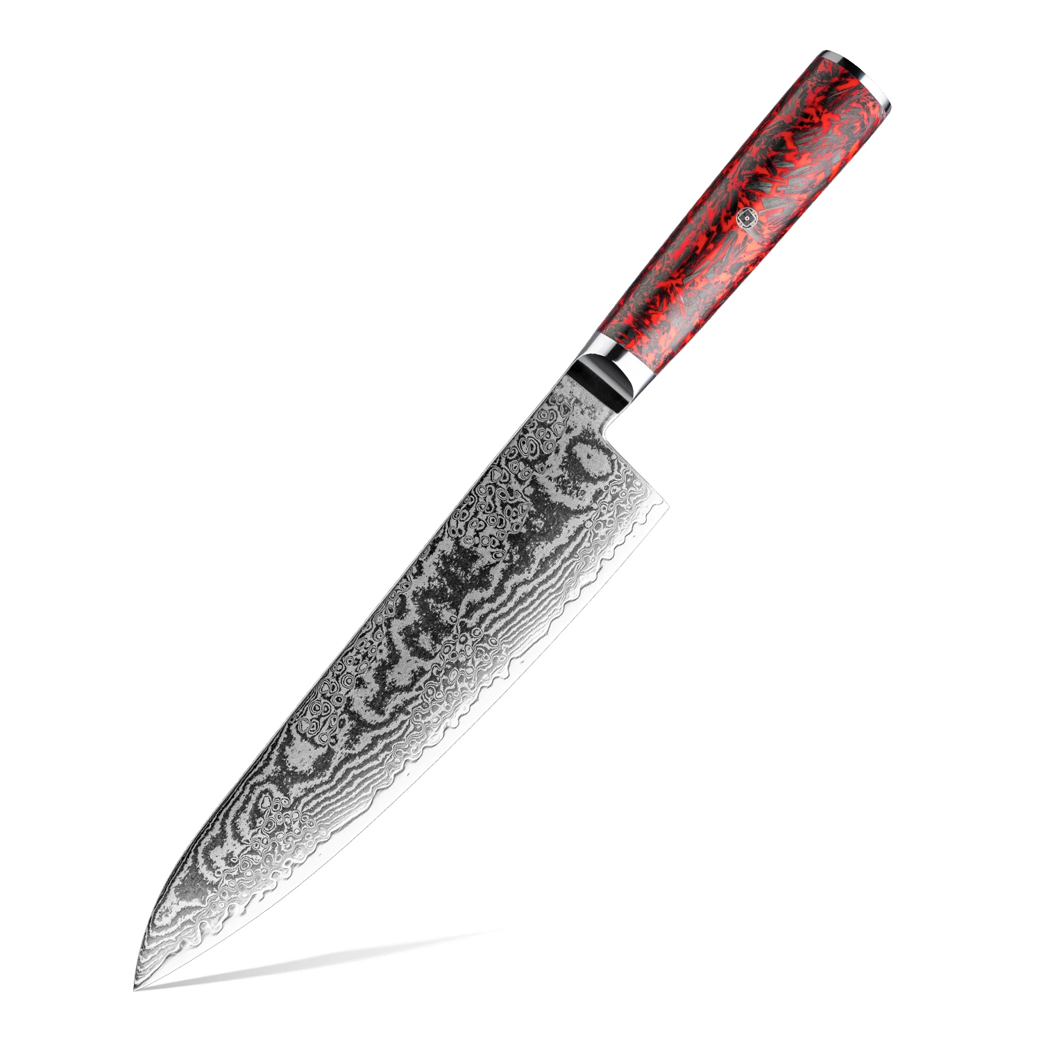 8.3' Professional Damascus Steel Kitchen Chef Knife Japanese 67 Layers Chef Kitchen Cutting Knife Carbon Fiber Red Risen Handle