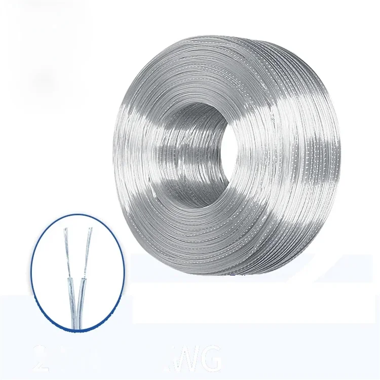 led strip light 2 core transparent line wires neon led 22awg 24awg 26awg Gold silver transparent line Connect Cable Wire