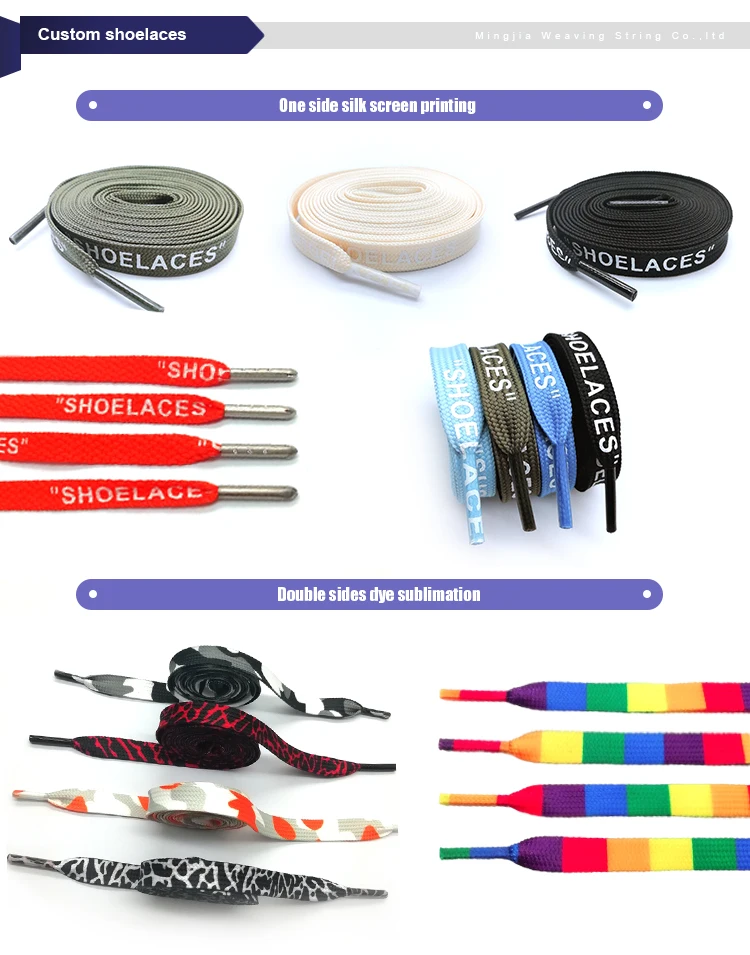 Mingjia Customized Universal Nylon Colour Striped Two Tone Shoelace Flat