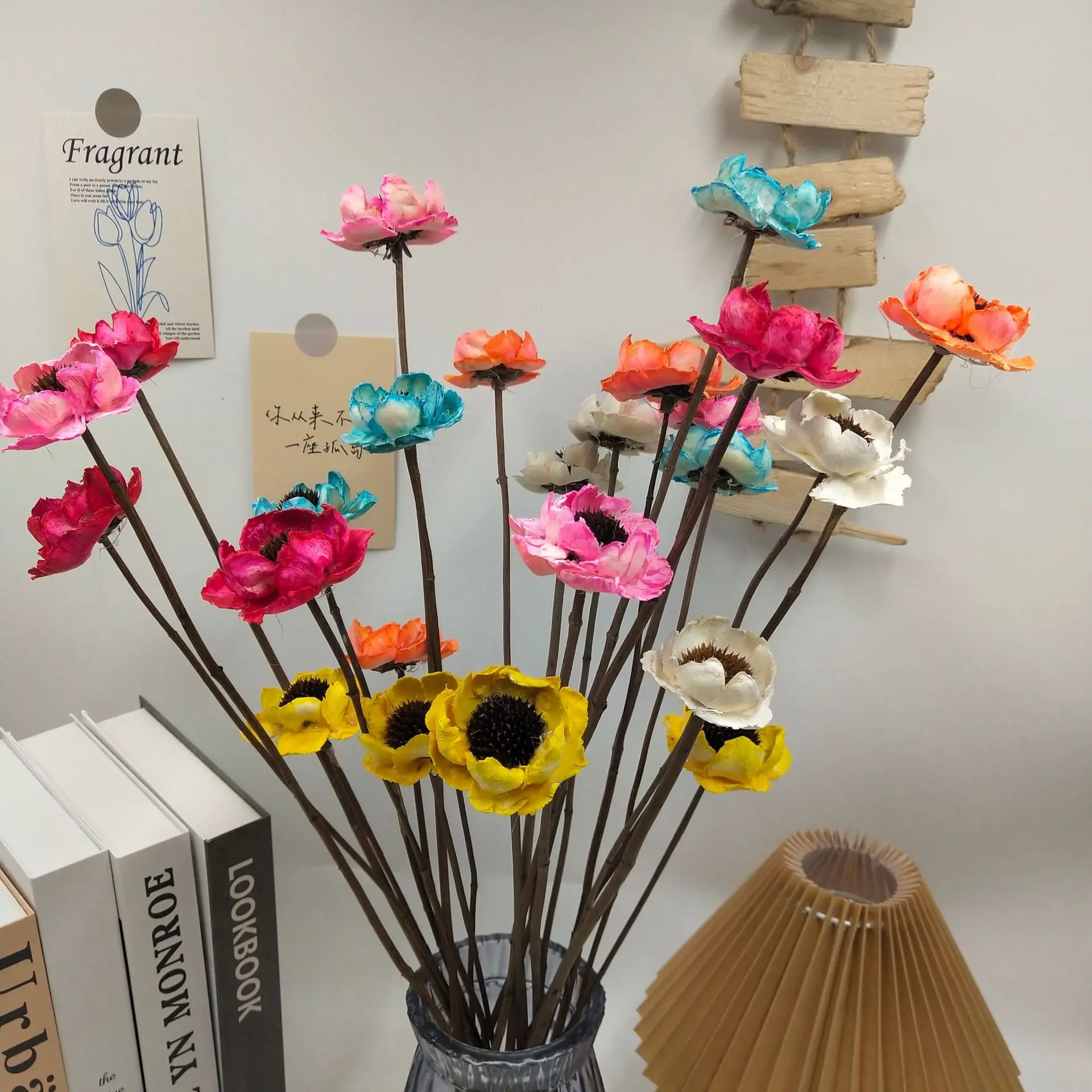 Dried artificial corn poppy flower crafts , hand made by natural coconut,home decor, floral arrangement