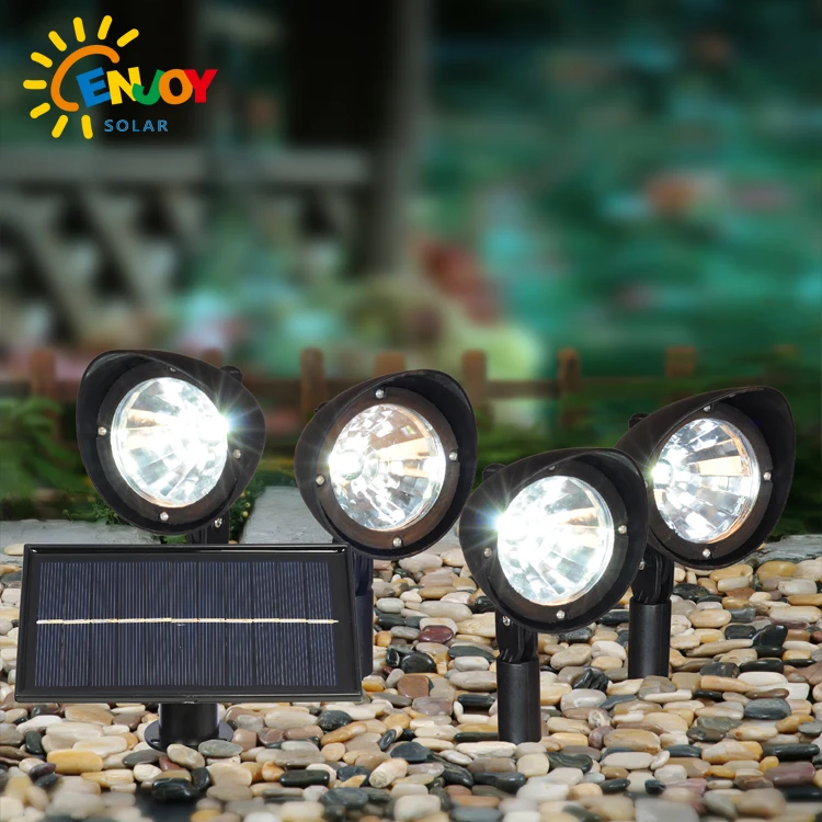 ENJOYSOLAR  SET OF 4 Solar Powered Flood Spot Light IP65 Waterproof Outdoor Decoration Solar Spot Light