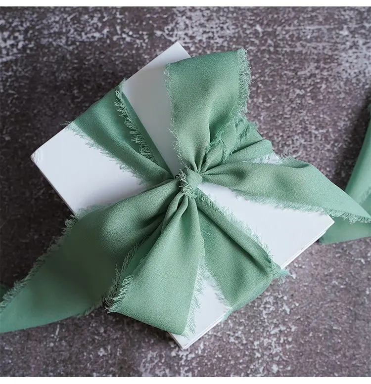 Ins Hand torn Raw Edge Ribbon Lace Trim for Wedding Hand held Flower Band Chiffon Ribbon Cake Gift Decorative