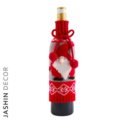 2022 New creative Christmas decoration Christmas gift knitted wool red wine bottle bag