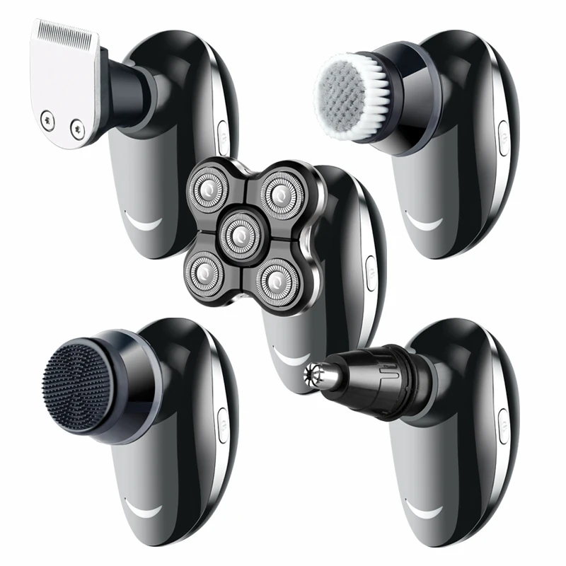 5 in 1 multifunctional man grooming kit  3D floating rotary men shaver for beard hair clipper facial cleanser nose trimmer