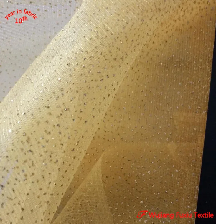 thin soft bing metallic glitter metal star foil mesh fabric for clothing