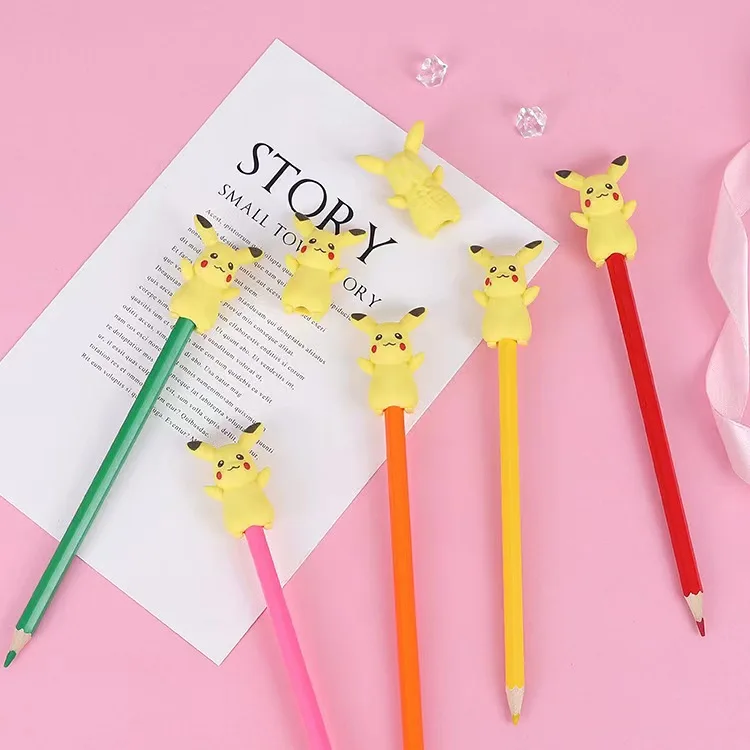 School pencil case Eraser, Pika pencil cap Eraser, Cartoon anime pencil case eraser